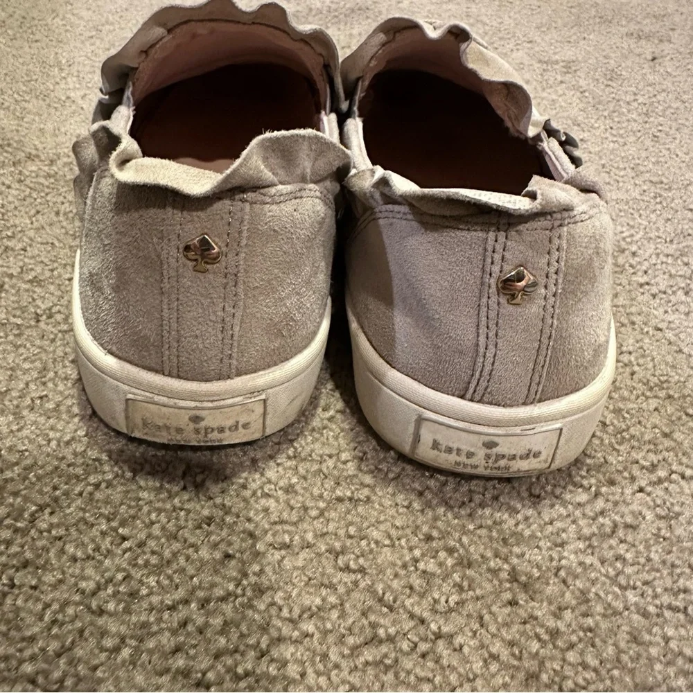 Kate Spade Lillie Gray Suede Slip On Sneaker Ruffle